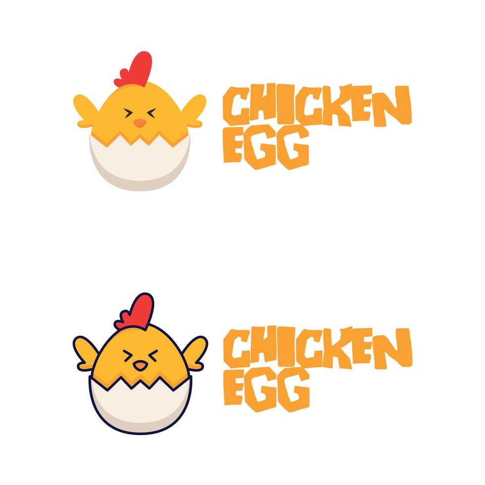 lindo y divertido concepto de logotipo de pollo vector