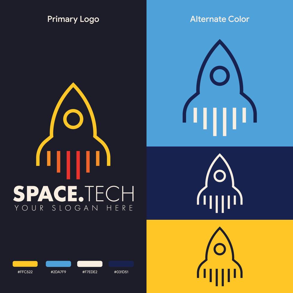 concepto de logotipo de cohete creativo y moderno vector