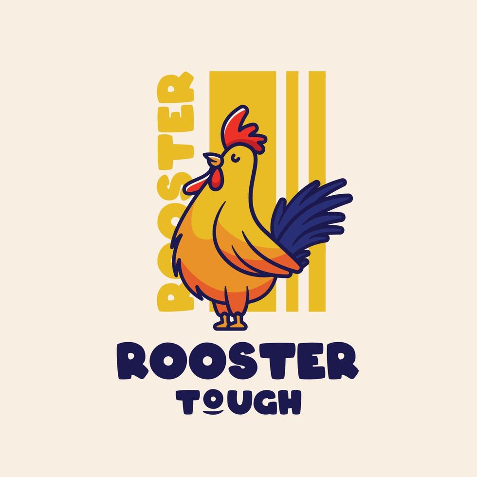 linda ilustración de pollo gallo en diseño plano vector
