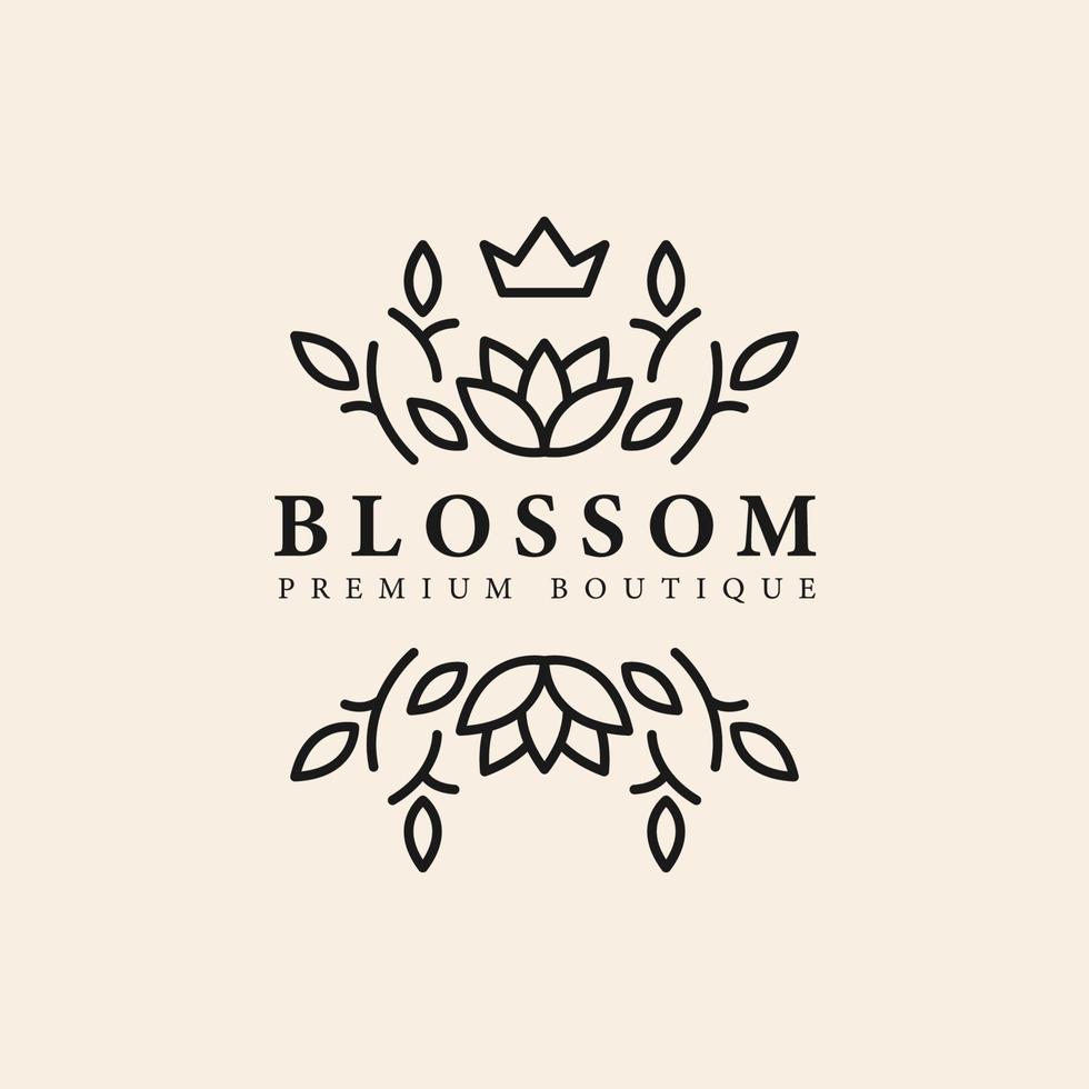 abstract beautiful and elegant flower wreath logo concept vector
