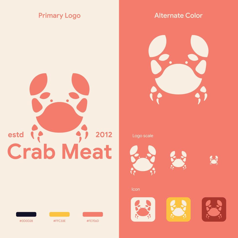 simple and elegant crab logo concept vector