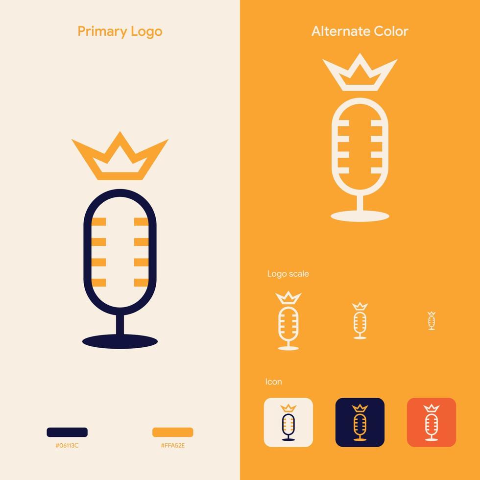 minimalist outline podcast logo concept vector