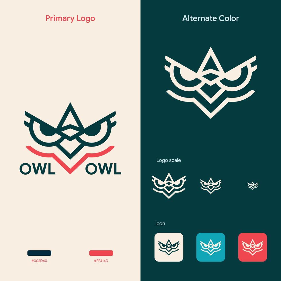 elegant outline owl logo concept vector