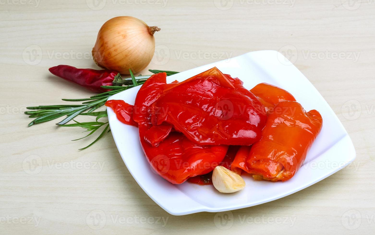 Marinated red pepper photo
