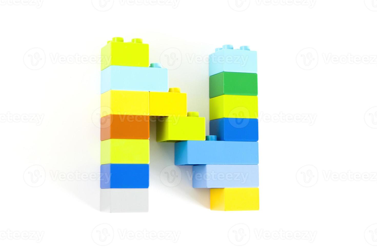 Colorful toy brick letter N photo