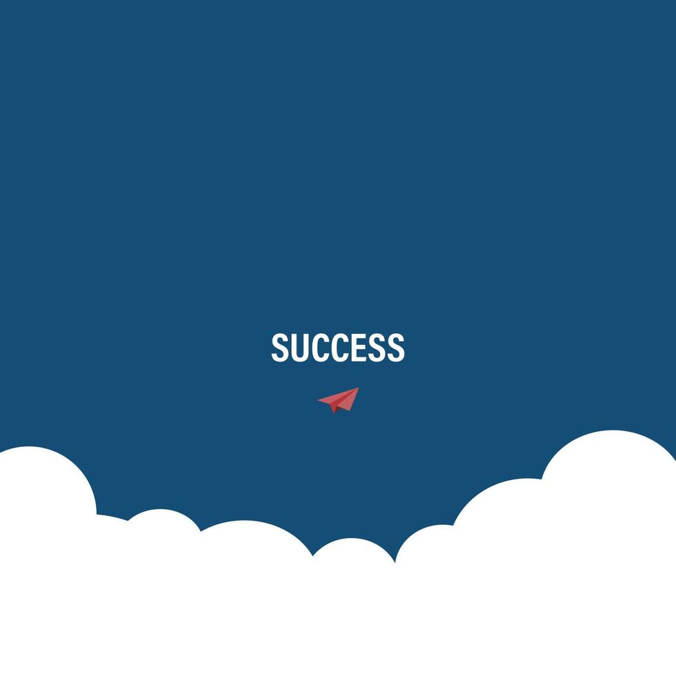 Success business concept vector and illustration flat background for template or presentation, The red paper plane flying to the sky.