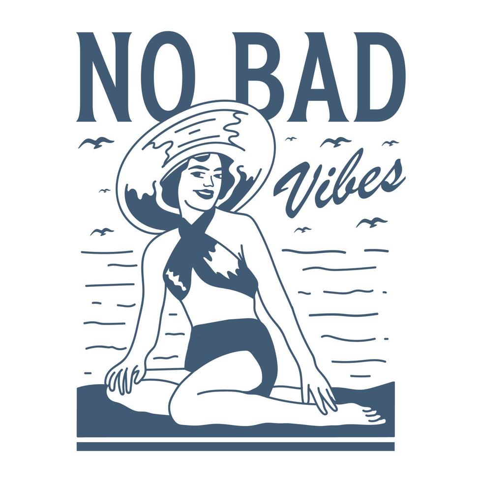 No bad vibes, Vintage summer paradise beach t shirt Design vector
