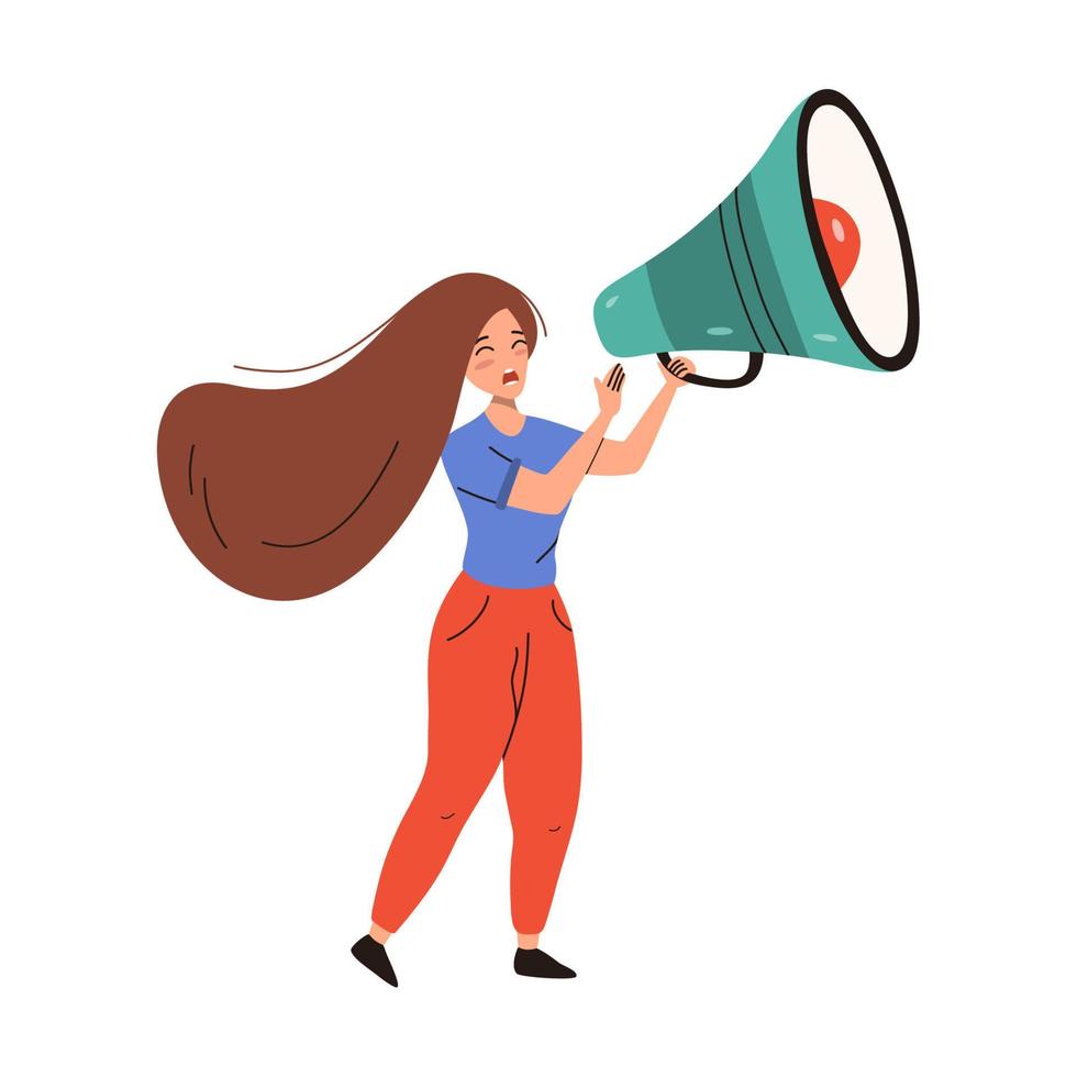 Activist woman with loudspeaker vector