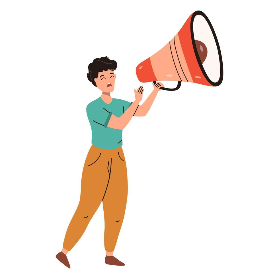 Activist man with loudspeaker vector
