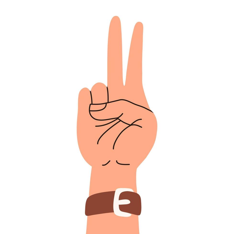 Human hands showing victory sign vector