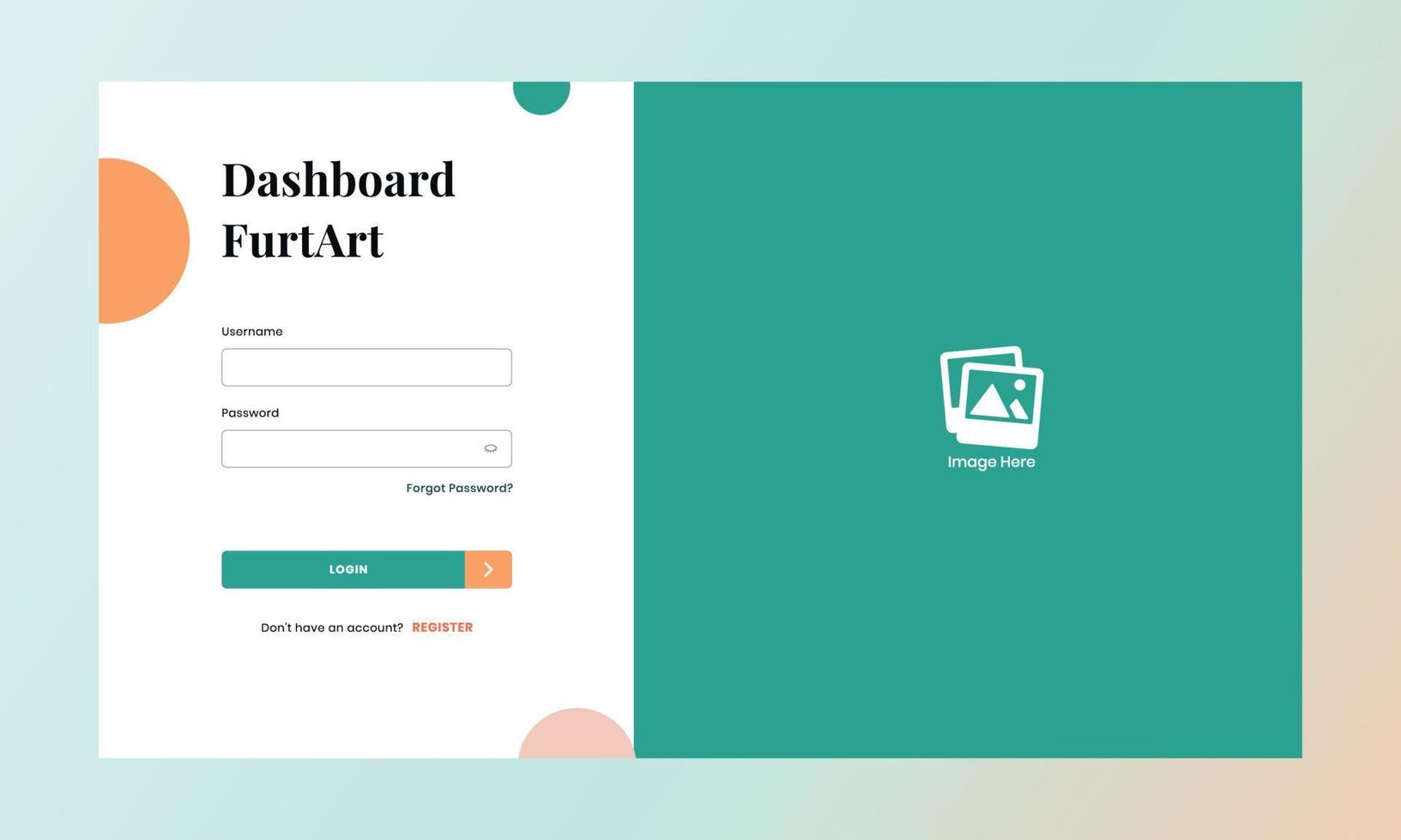 Login dashboard ui design template vector. Admin furniture login. Login ecommerce design vector