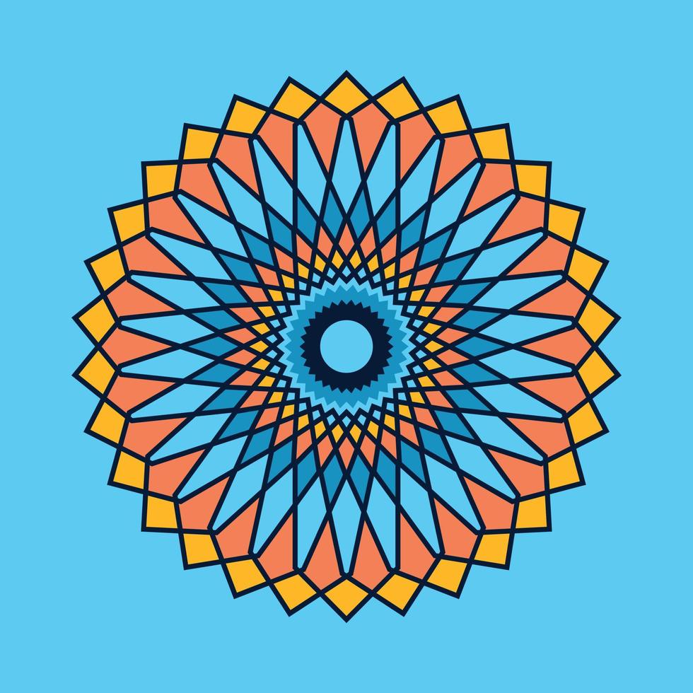 vector de fondo de mandala de blues naranja. adecuado para contenido en medios sociales, afiches, pancartas, patrones