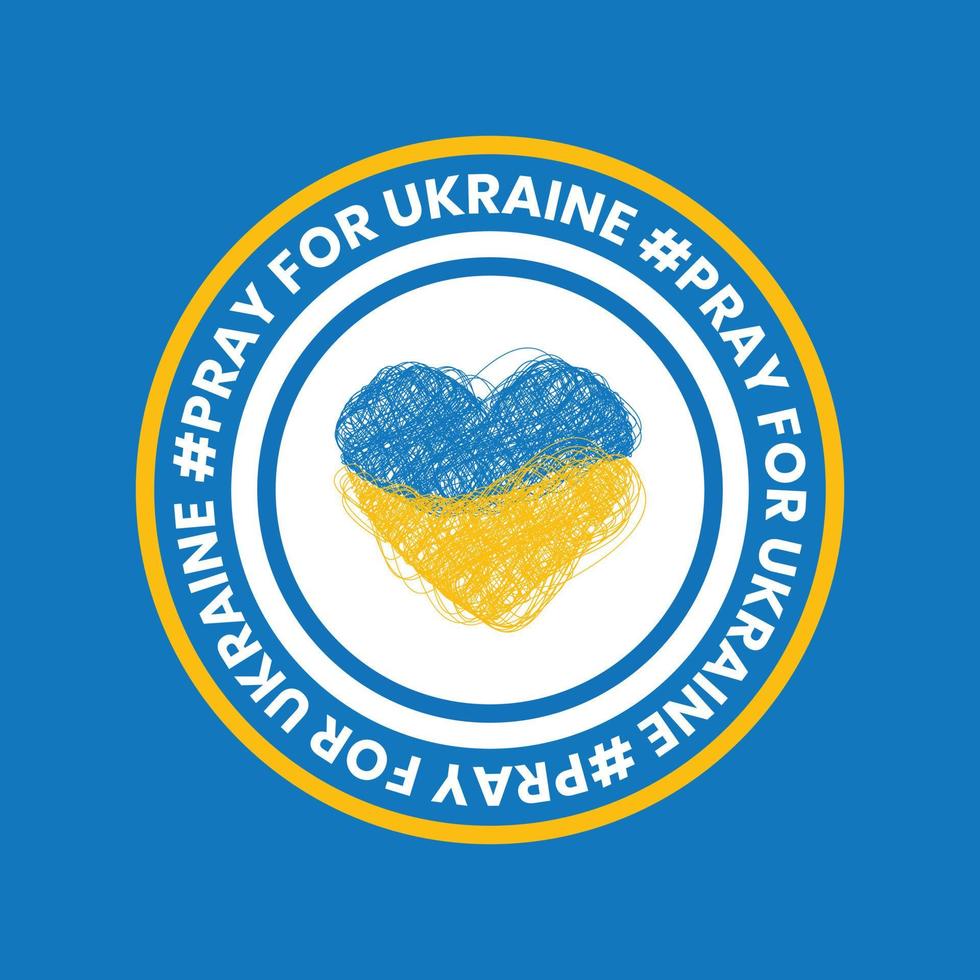 Art heart pray for ukraine badge vector. Suitable for cotent social media, banner, poster. Save ukraine illustration vector