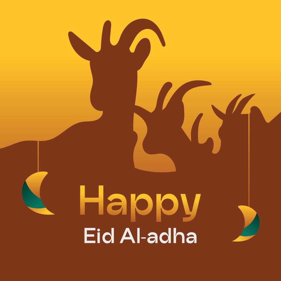 Silhouette happy eid al-adha illustration vector. Suitable for content social media, banner, poster. Islamic background vector