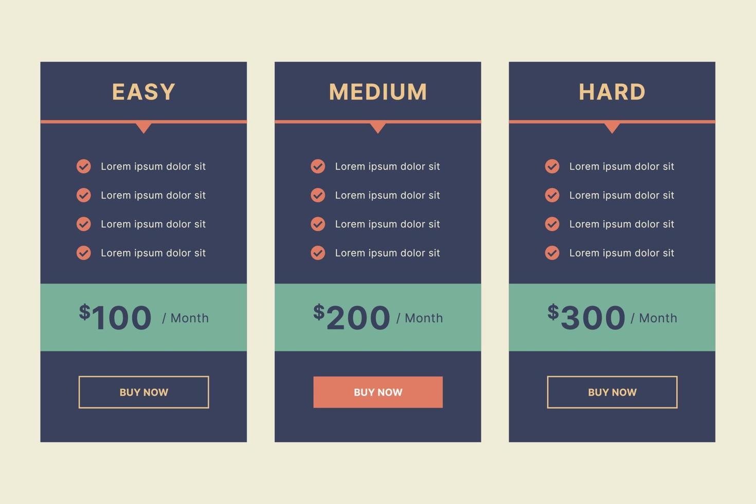 Unique price list design template vector. Suitable for content landing page. Elegant pricelist vector