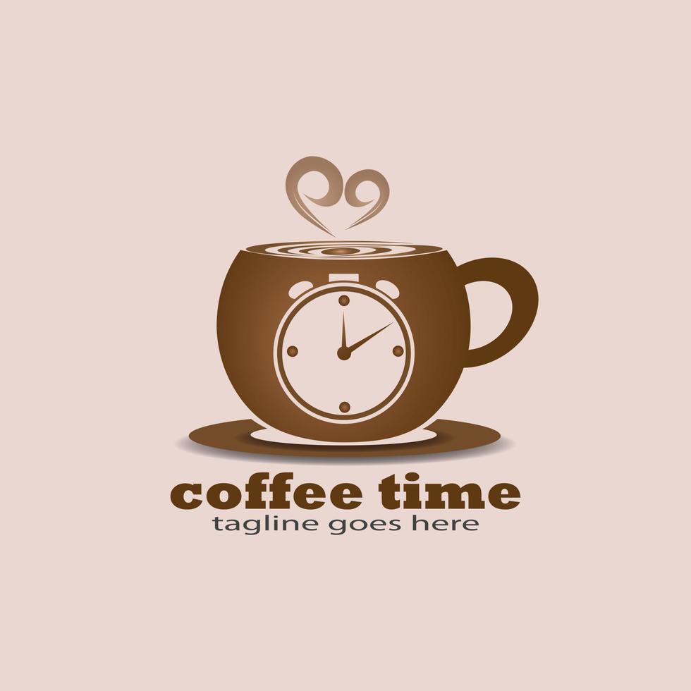 elementos de diseño de logotipo o icono de café y tiempo vector