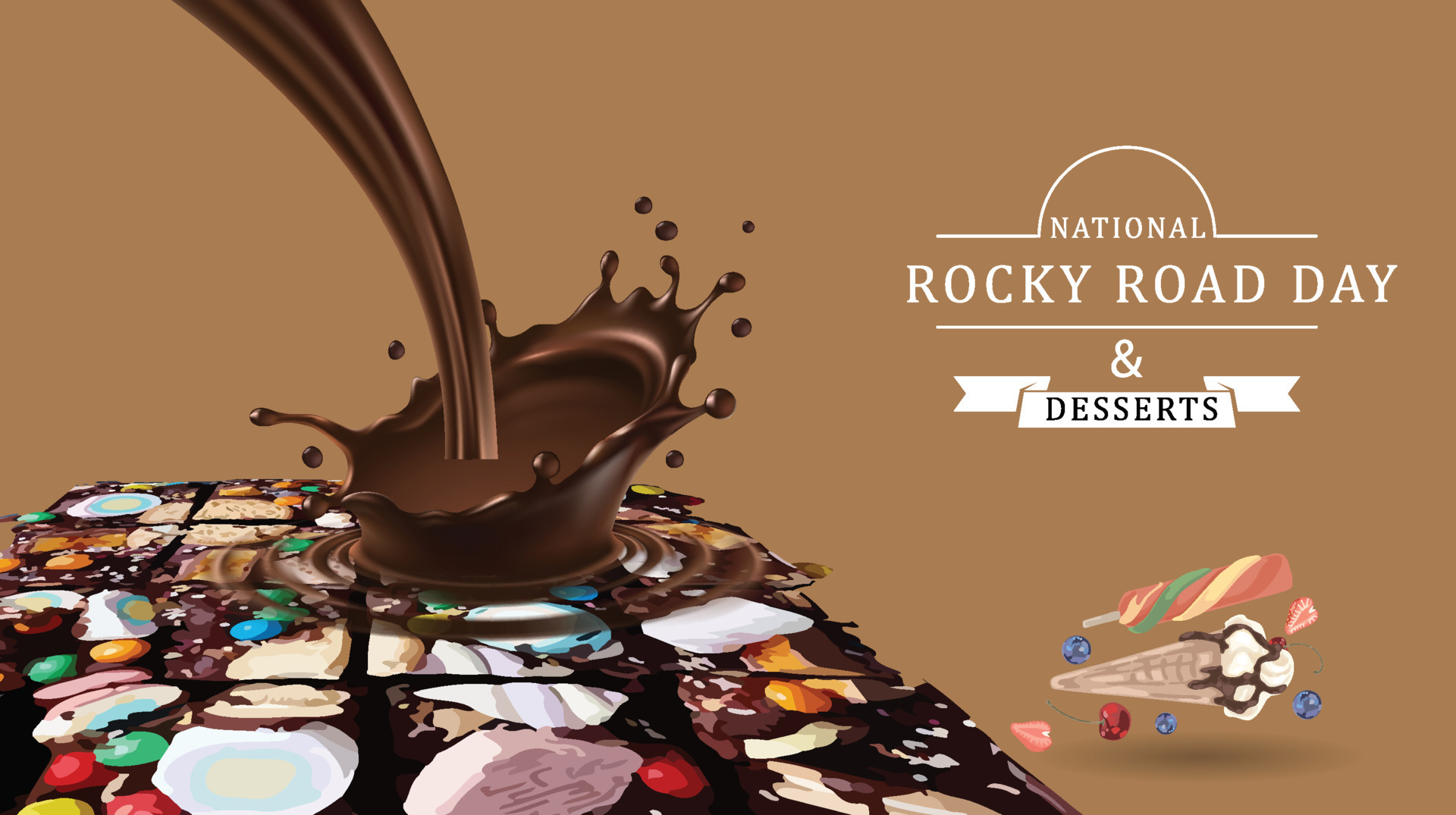 rocky road dessert ice cream day 7861382 Vector Art at Vecteezy