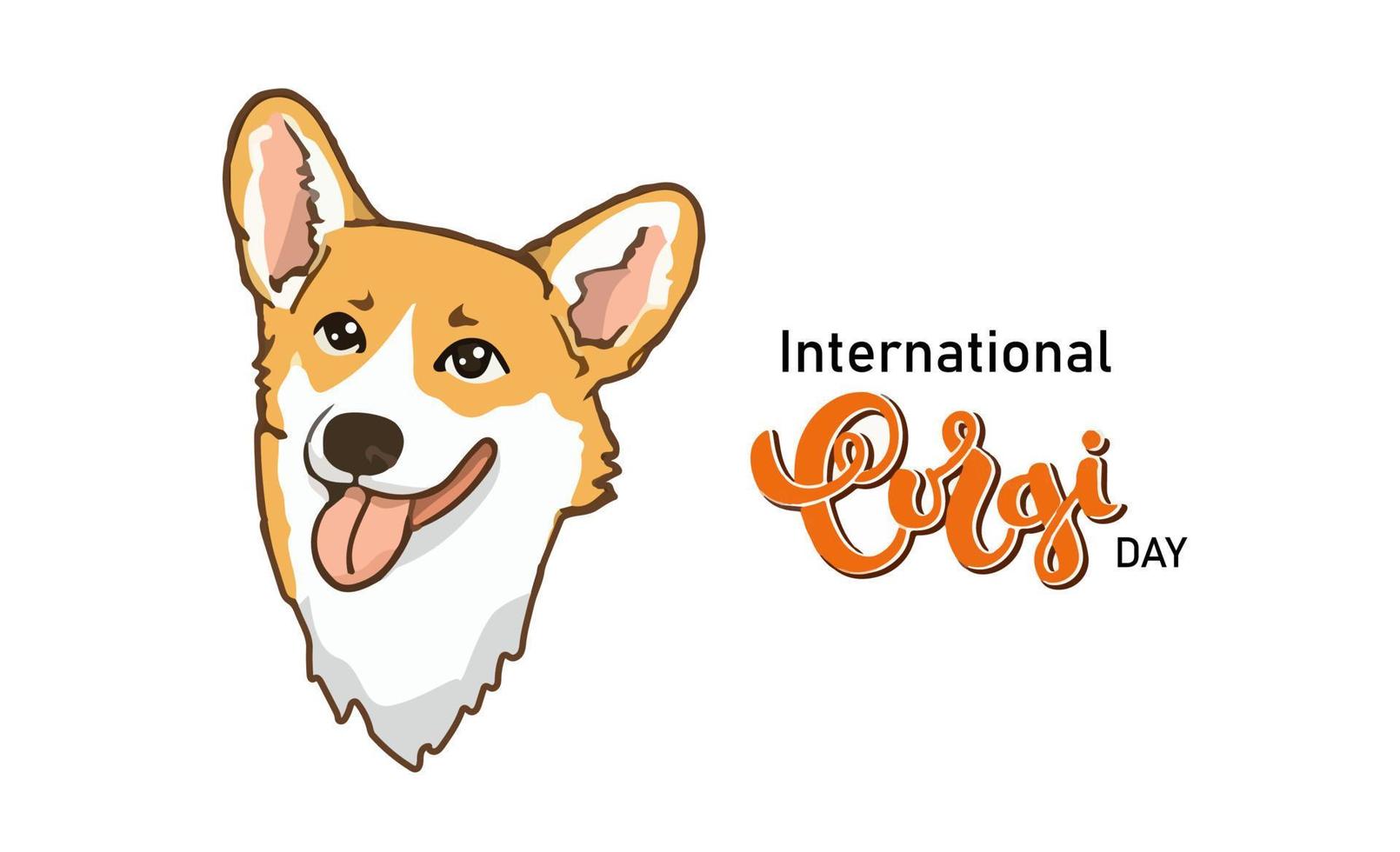 corgi dog cute pet art logo symbol for celebrate corgi day in june vector