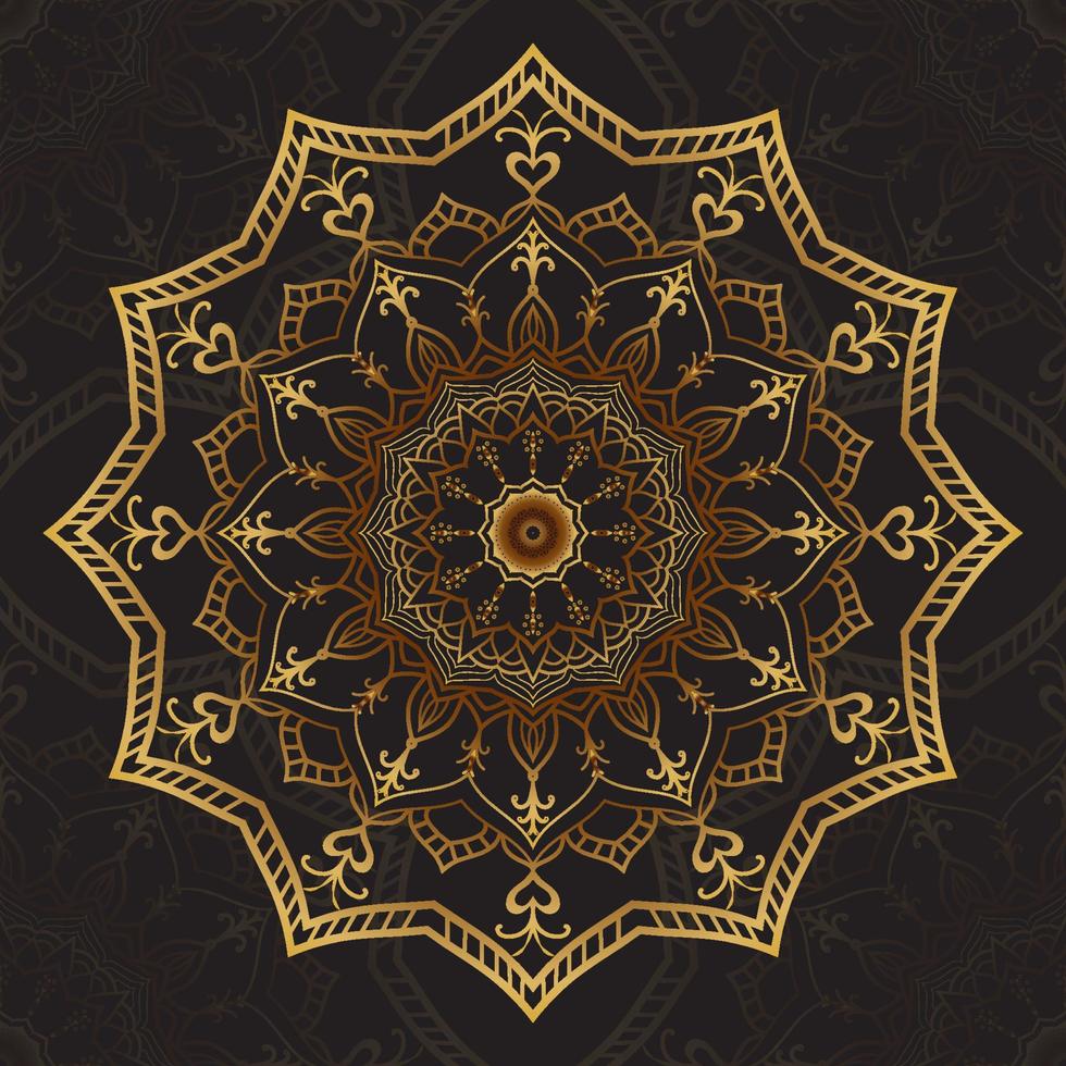 decoración de lujo de flores de mandala con color dorado brillante. plantilla de yoga. relax, islámico, arabescos, indio, pavo. vector