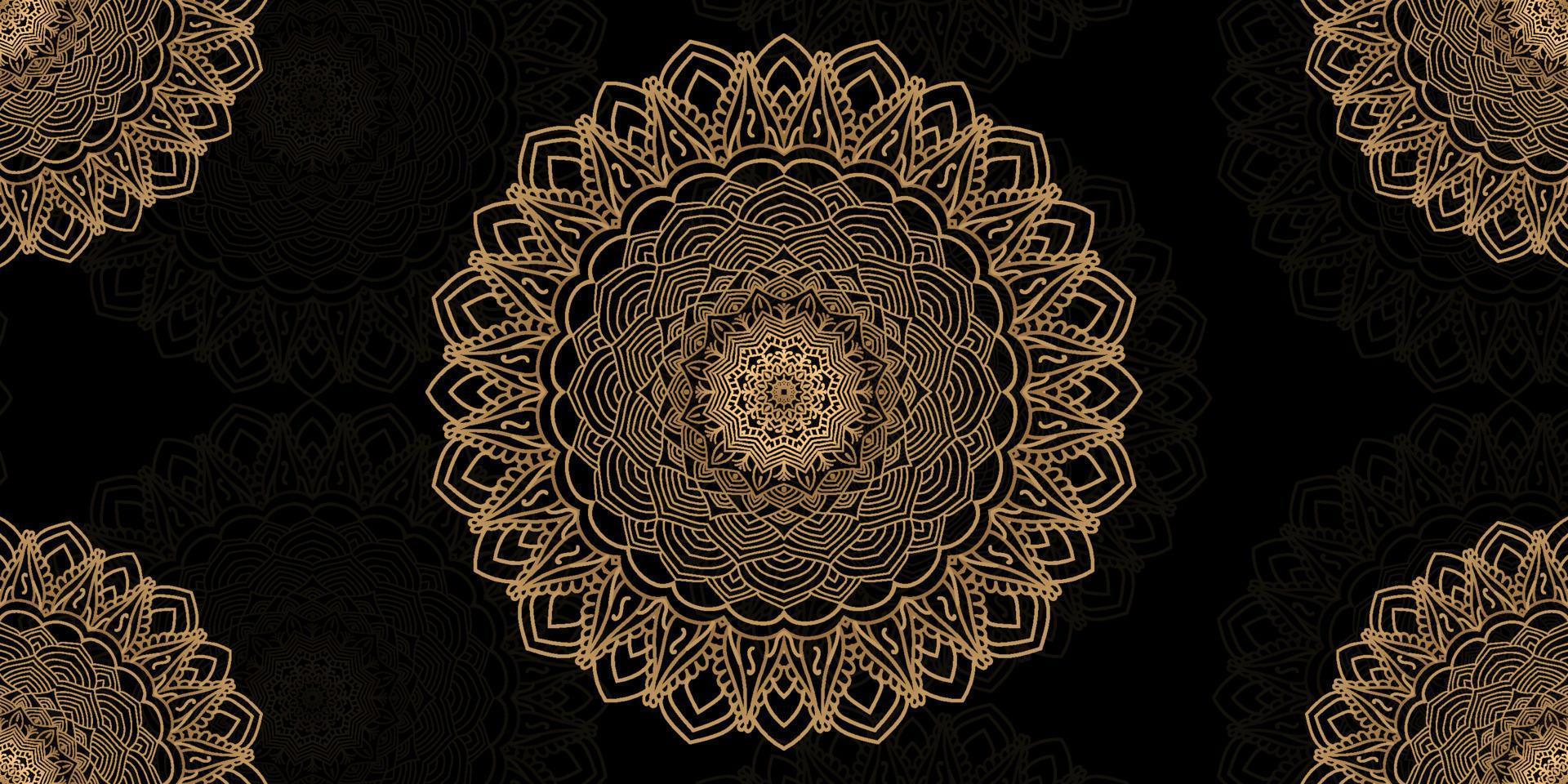 luxury decoration of mandala flowers with shiny gold color. yoga template. relax, islamic, arabesques, indian, turkey. vector