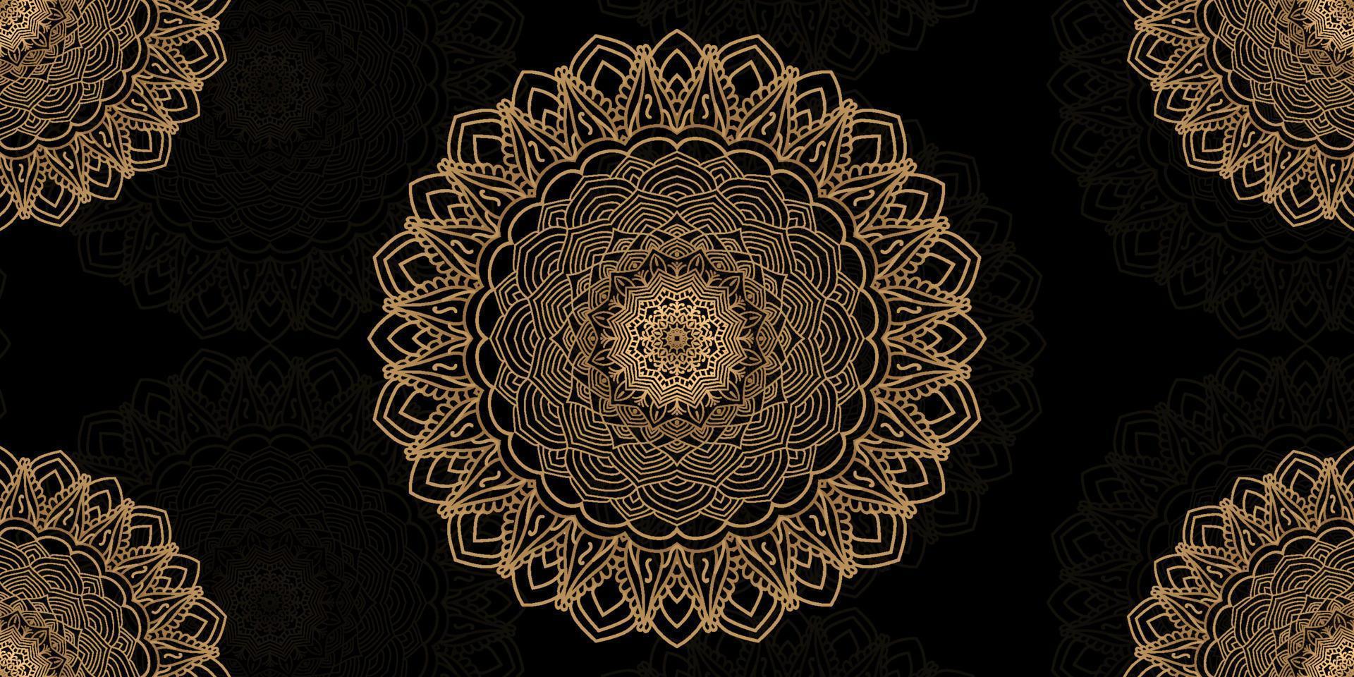 luxury decoration of mandala flowers with shiny gold color. yoga template. relax, islamic, arabesques, indian, turkey. vector