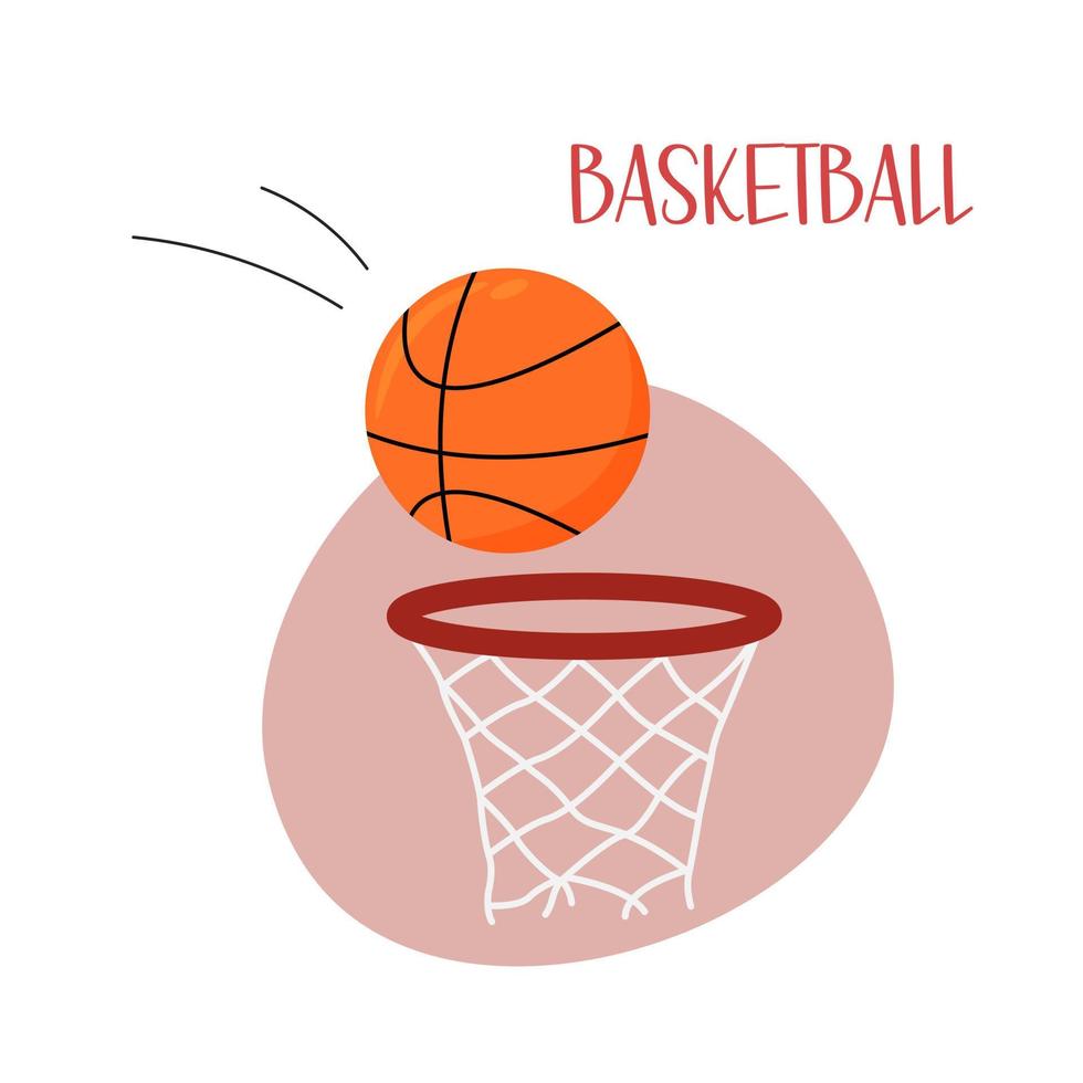 juego de baloncesto. canasta deportiva y pelota naranja aislada. ilustración vectorial plana del equipo de baloncesto sobre fondo blanco vector