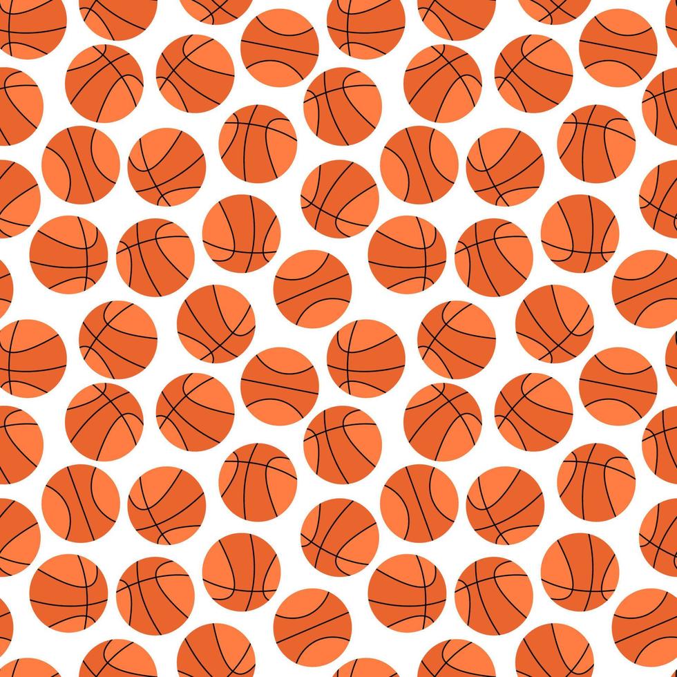 Basketball background. Seamless sports pattern with orange balls for basketball game. Flat vector illustration