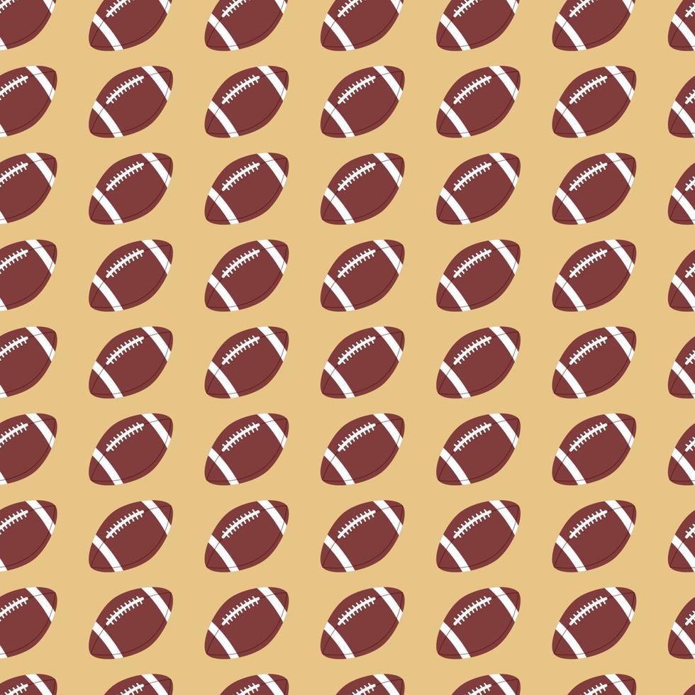 American football background. Seamless sports pattern with oval brown balls for football game. Flat vector illustration