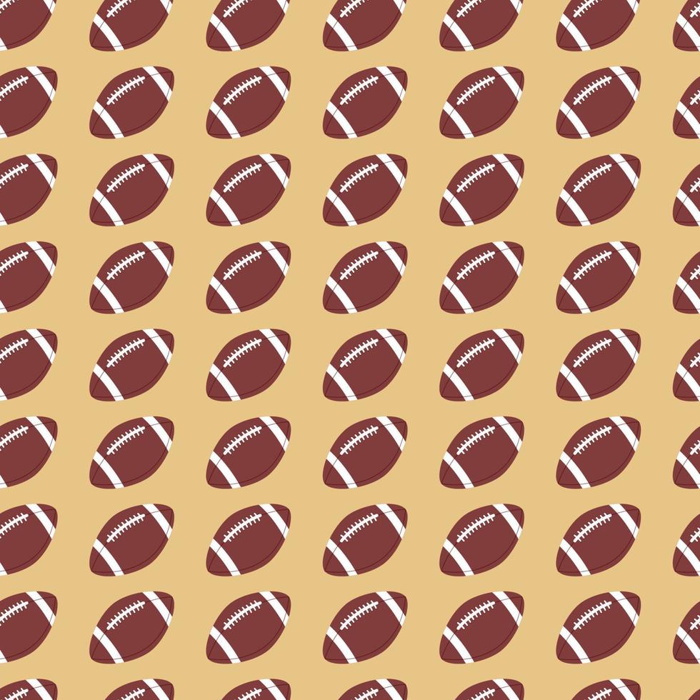 American football background. Seamless sports pattern with oval brown balls for football game. Flat vector illustration