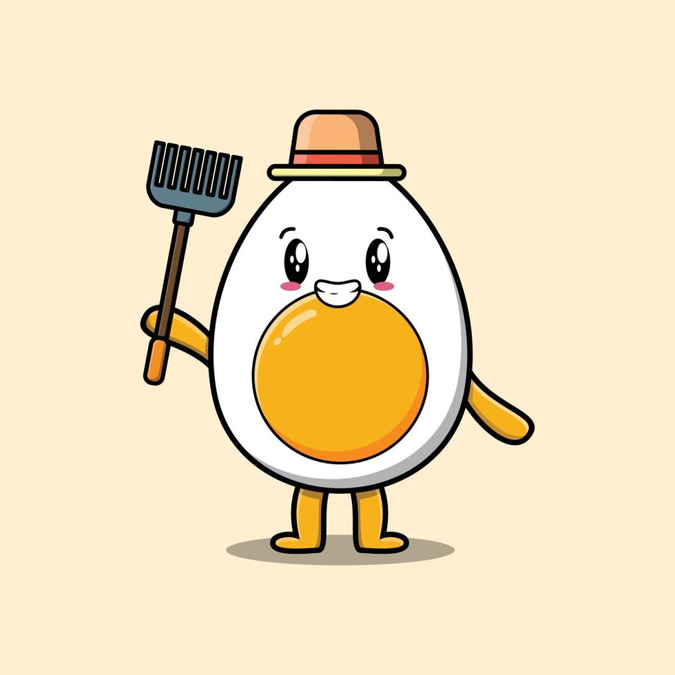 Cute cartoon Agricultural worker boiled egg vector