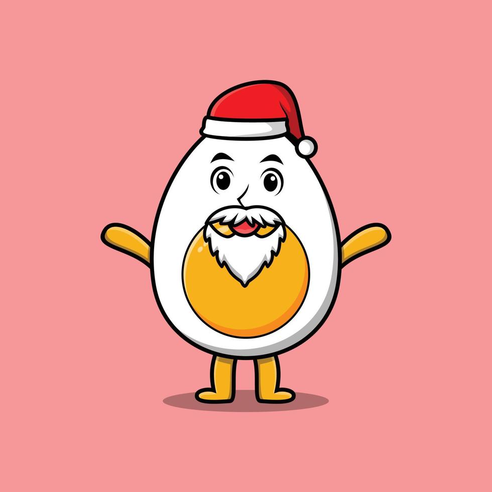 dibujos animados huevo hervido personaje de santa claus navidad vector