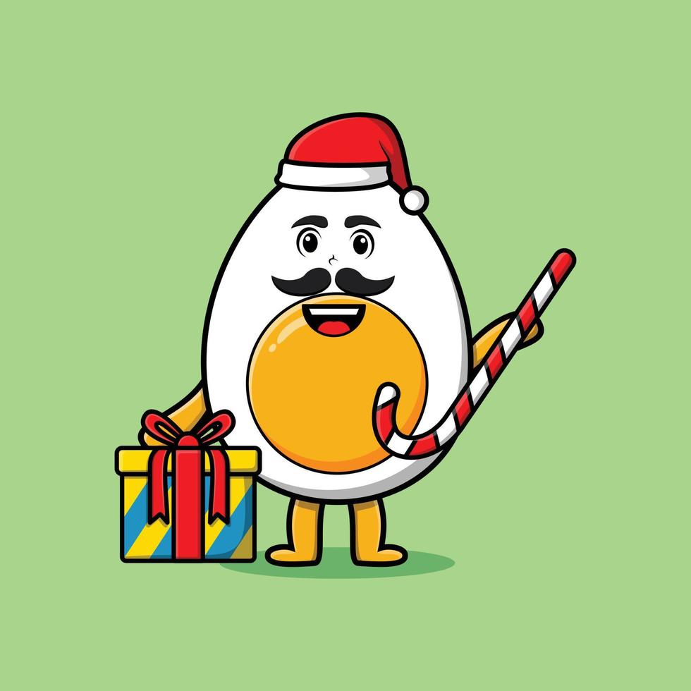 Cartoon Boiled egg santa claus character christmas vector