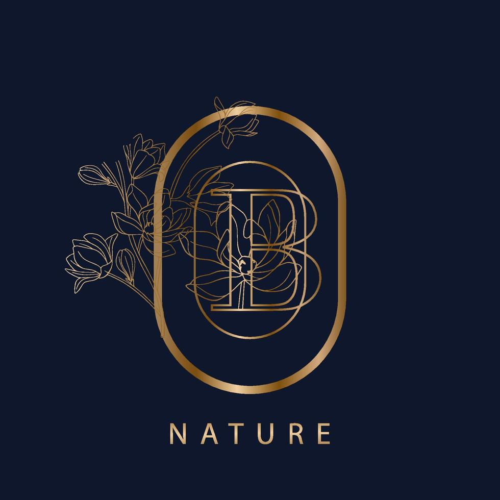 Luxury vector logo with business card template. Premium letter B logo with gold design. Elegant corporate identity.