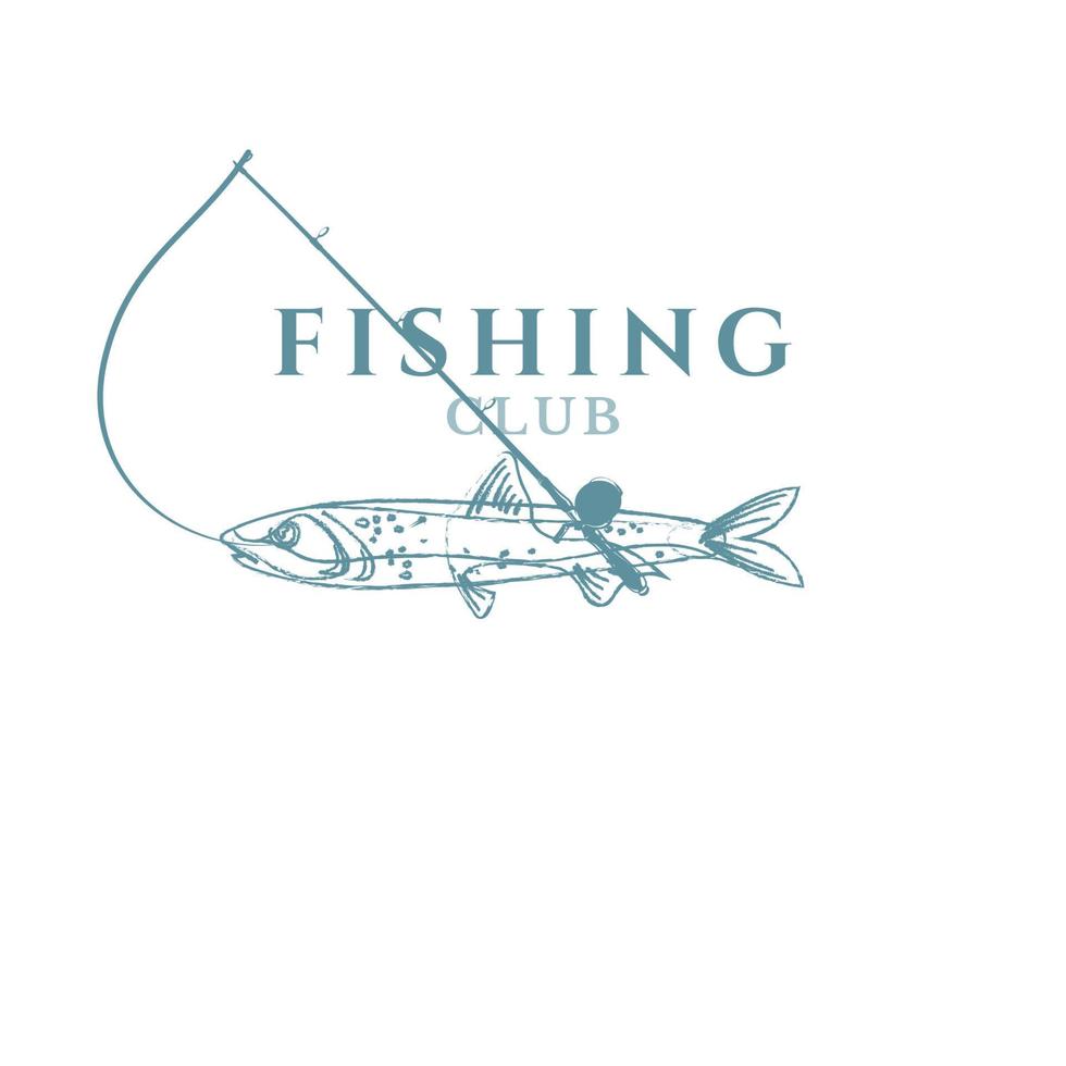 conjunto de emblemas de pesca antiguos, etiquetas, insignias, logotipos. texto separado en capas, aislado en un fondo blanco vector