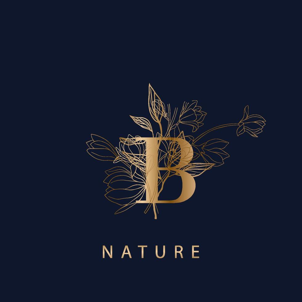 Luxury vector logo with business card template. Premium letter B logo with gold design. Elegant corporate identity.
