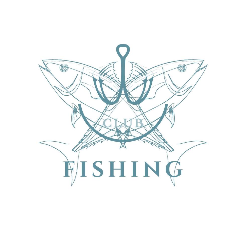 Set of vintage fishing emblems, labels, badges, logos. Layered, separate text, isolated on a white background vector