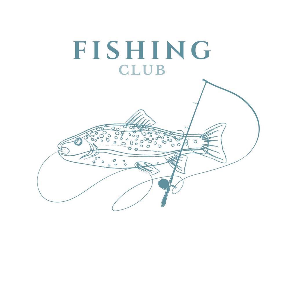 Set of vintage fishing emblems, labels, badges, logos. Layered, separate text, isolated on a white background vector