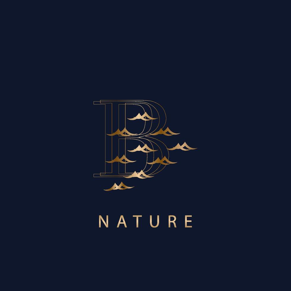 Initial logo letter B luxury style. Vintage nature floral Leaves concept logo design template vector