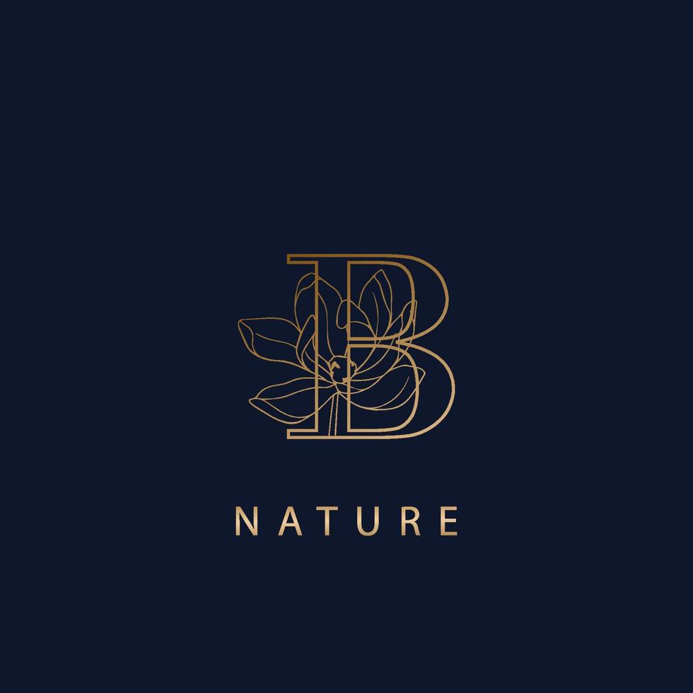 Initial logo letter B luxury style. Vintage nature floral Leaves concept logo design template vector