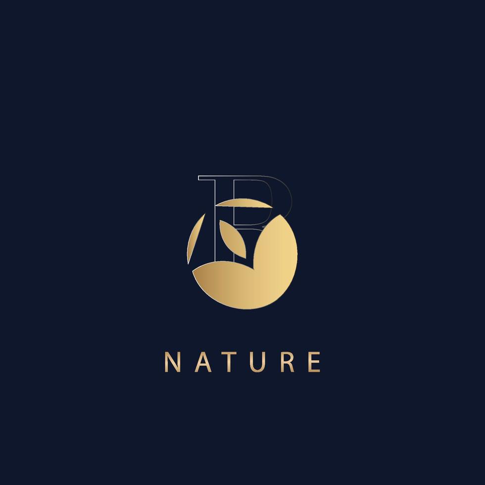 Initial logo letter B luxury style. Vintage nature floral Leaves concept logo design template vector