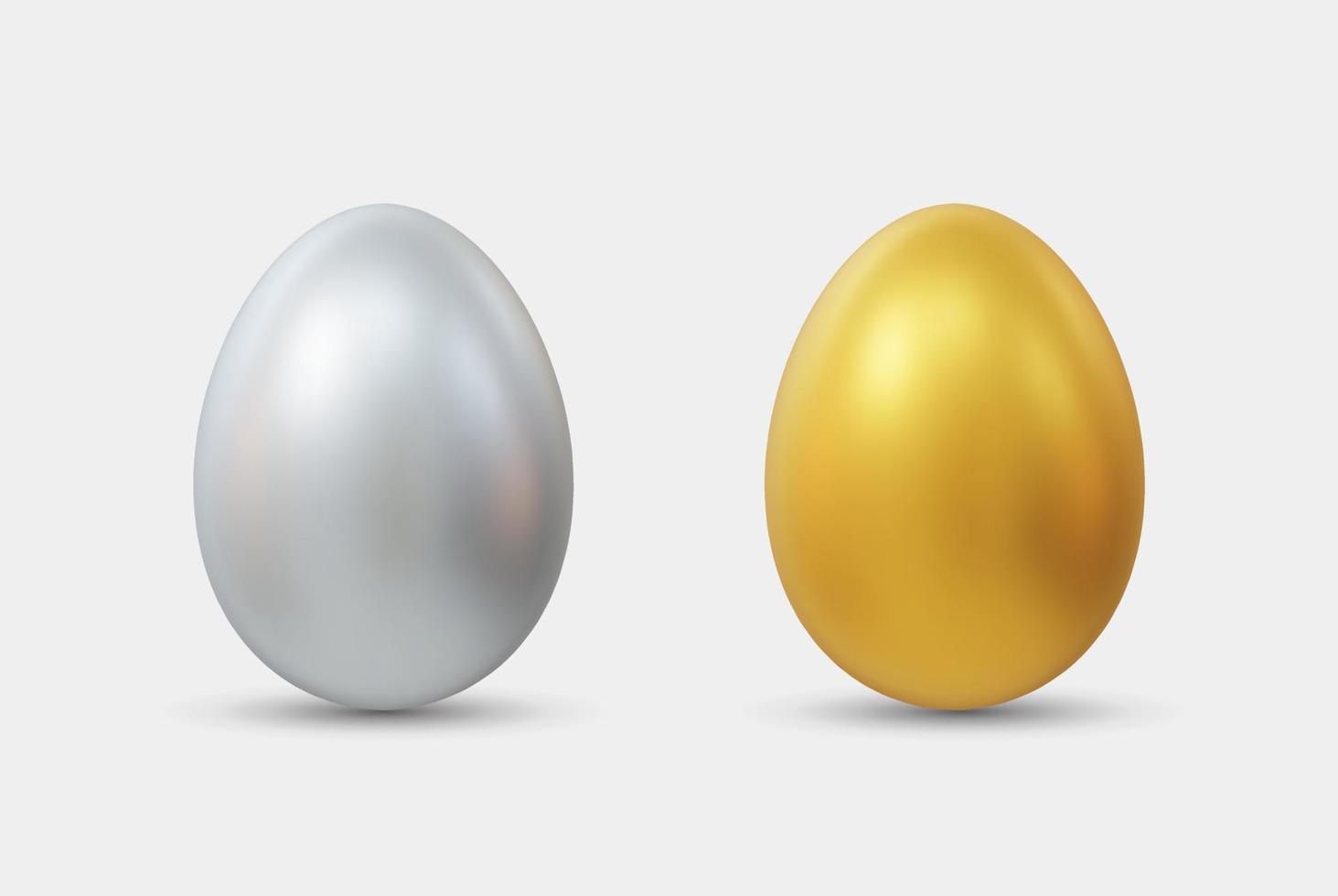 Ilustración de vector de huevos de plata de oro realista 3d