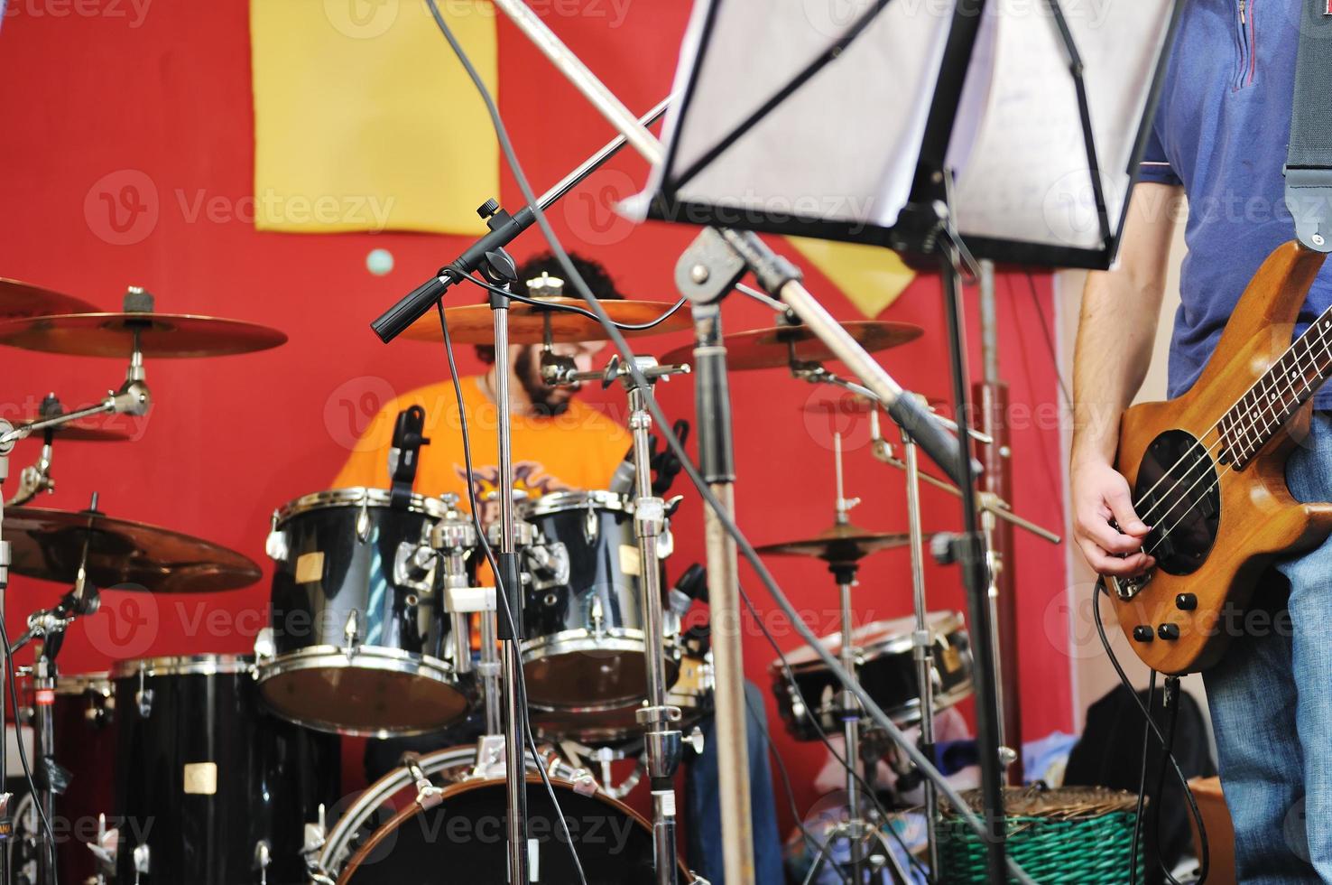 music band have training in garage photo