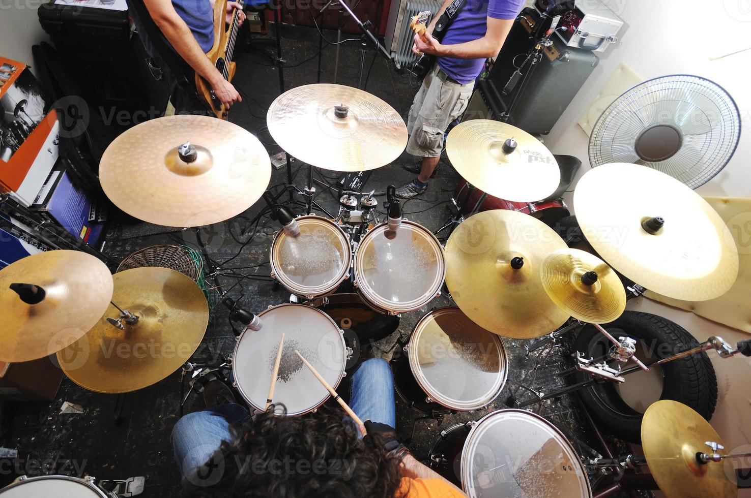 music band have training in garage photo