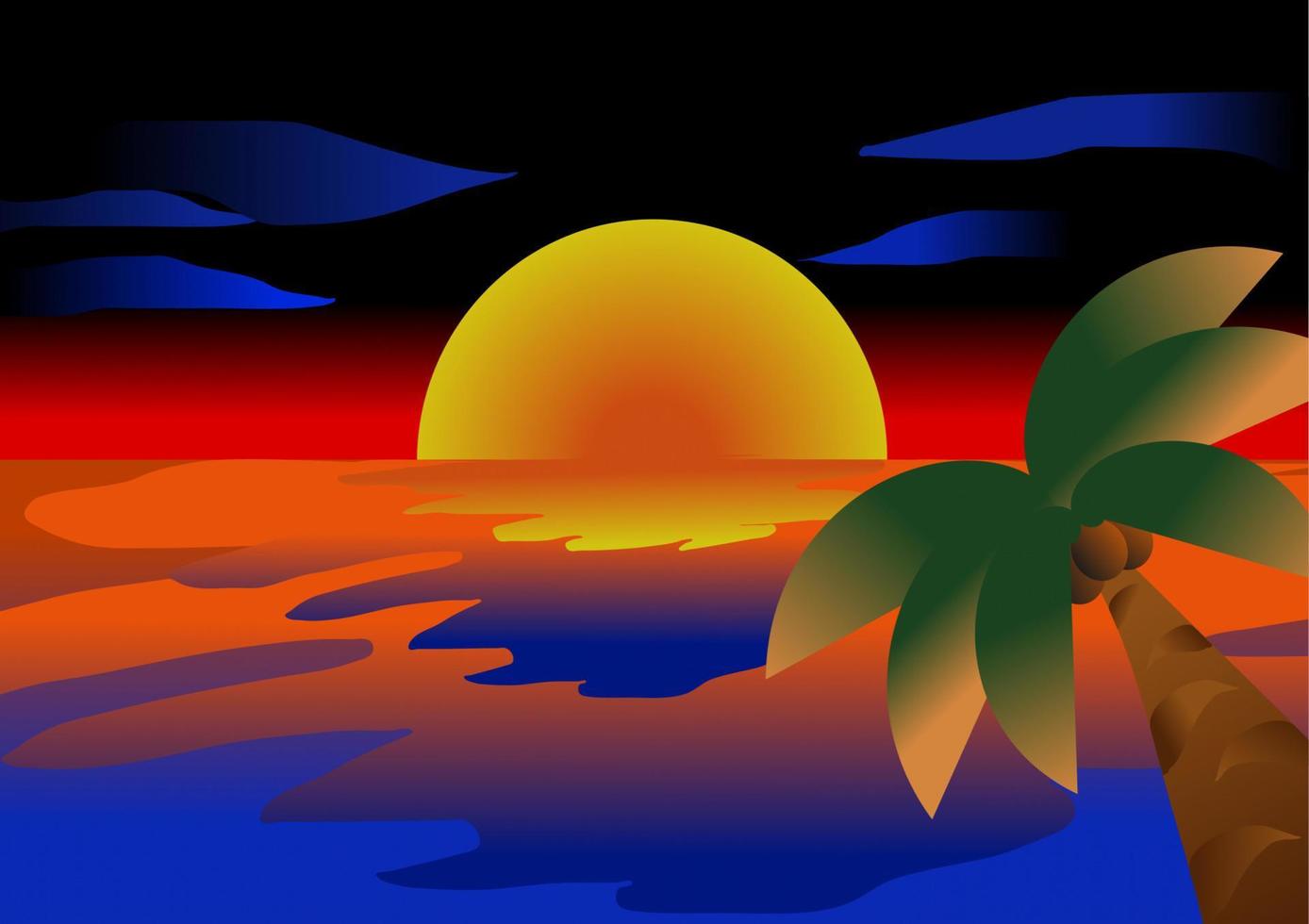 a cute sunset view in a cute world vector