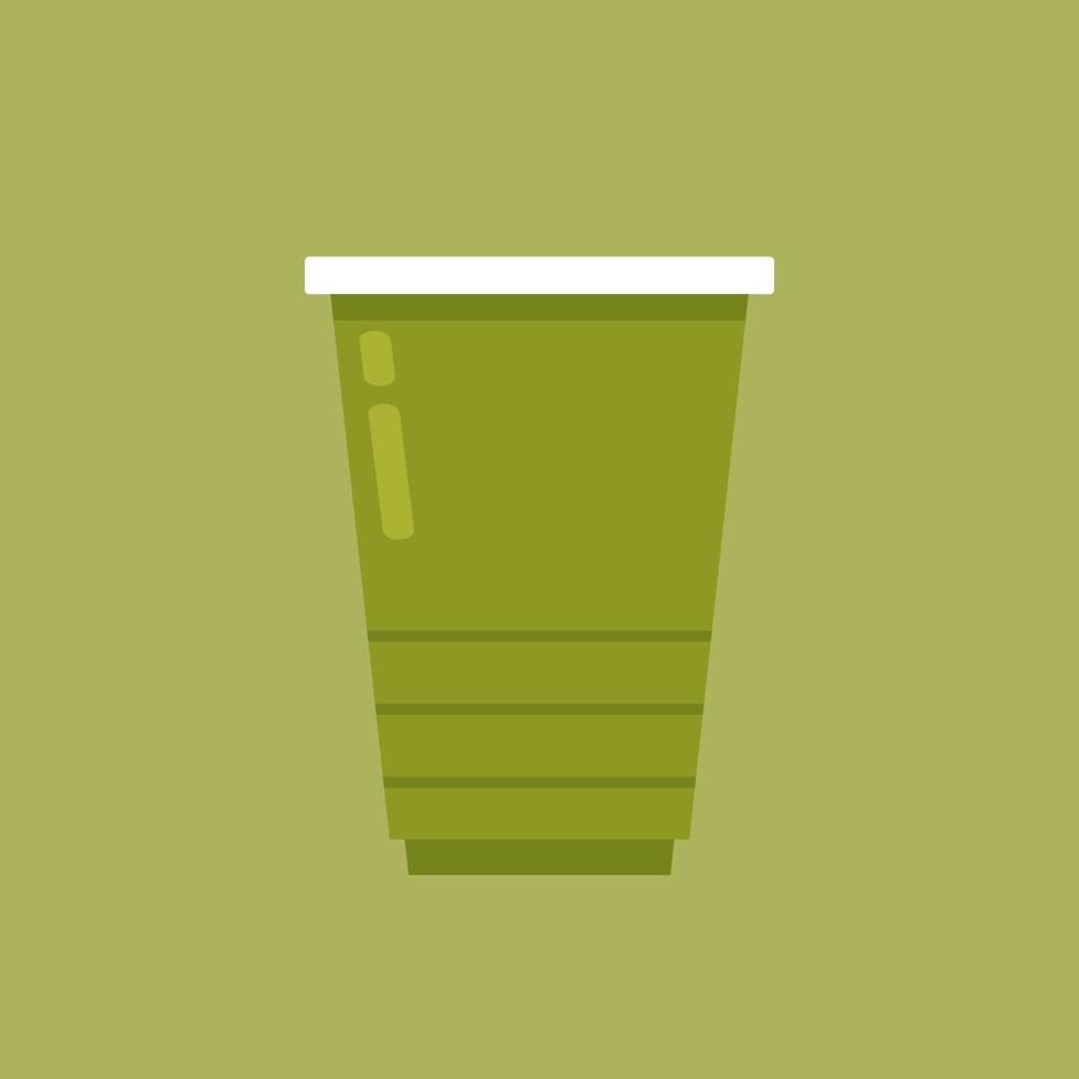 vector de taza de cerveza verde. vaso de plástico verde aislado sobre fondo verde.