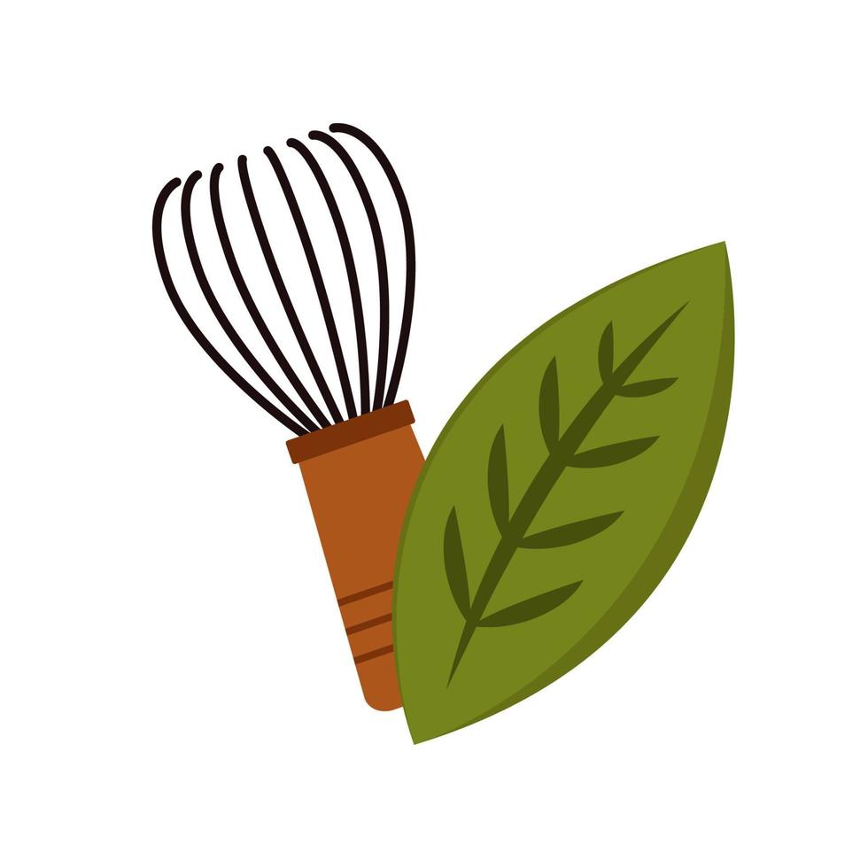Matcha whisk and Gree tea vector. Matcha whisk on white background. vector