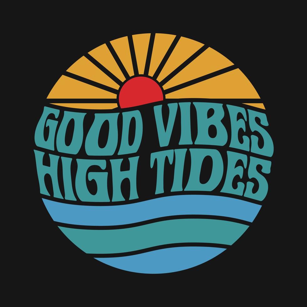 diseño de camiseta retro de tipografía de vibraciones de verano vector