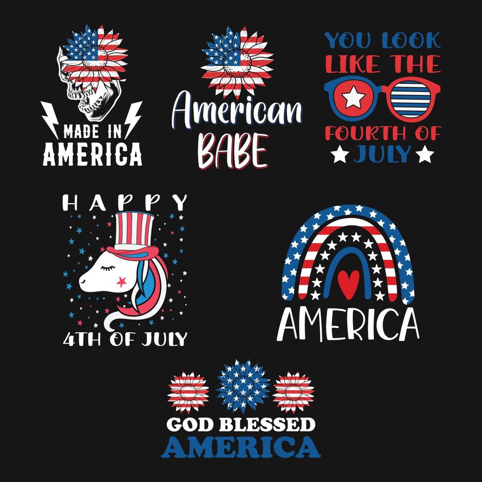 4Th July America Independence Day Vector T-shirt