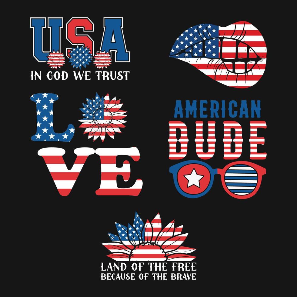 4Th July America Independence Day Vector T-shirt