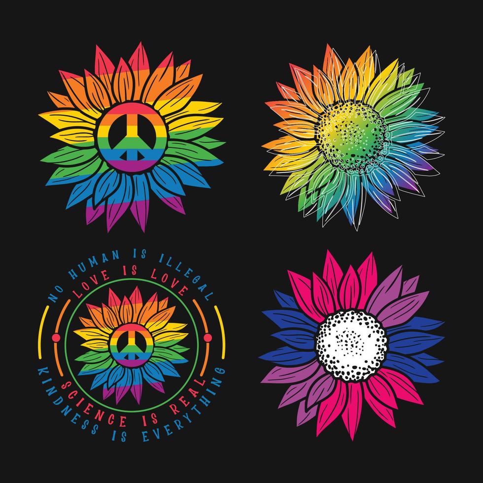 girasol orgullo gay arco iris svg camiseta vector